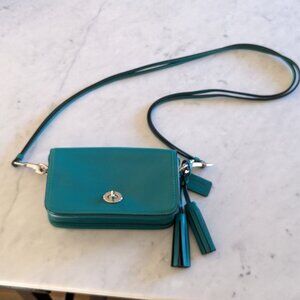 Vintage Coach Penny Bag Green Leather